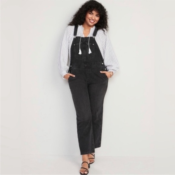 NWOT! Slouchy Straight Black-Wash Workwear Non-Stretch Jean Overalls -Multiple💛💎 - Picture 5 of 8